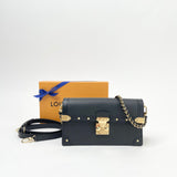 LOUIS VUITTON TRUNK CHAIN WALLET MULTI WAY BAG IN BLK LEA & GHW