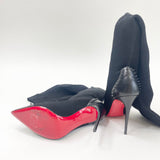 CHRISTIAN LOUBOUTIN SOURCIETTE OTK KNITTED BLK STUDDED BOOTS sz 36