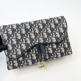 CHRISTIAN DIOR OBLIQUE CANVAS SADDLE POUCH ON CHAIN