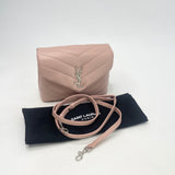 SAINT LAURENT YSL TOY LOULOU IN LT PINK LEATHER WITH SHW