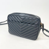 SAINT LAURENT LOU CAMERA CROSSBODY IN BLK CHEVRON LEA & GHW