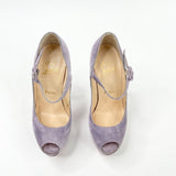 CHRISTIAN LOUBOUTIN LADY HIGHNESS PURPLE SUEDE PEEP TOE PUMPS sz 35