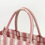 CHRISTIAN DIOR PINK & CRM STRIPED LARGE BOOK TOTE