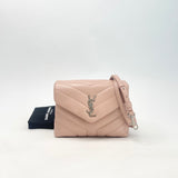 SAINT LAURENT YSL TOY LOULOU IN LT PINK LEATHER WITH SHW