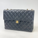CHANEL VINTAGE SINGLE FLAP JUMBO IN BLK CAVIAR LEA & GHW