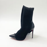 CHRISTIAN LOUBOUTIN SOURCIETTE OTK KNITTED BLK STUDDED BOOTS sz 36