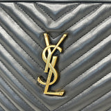 SAINT LAURENT LOU CAMERA CROSSBODY IN BLK CHEVRON LEA & GHW