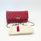 VALENTINO ROCKSTUD CROSSBODY/ CLUTCH  IN RED LMBSKN LEA & GHW