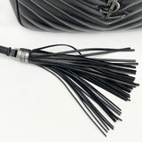 SAINT LAURENT LOU CAMERA CROSSBODY IN BLK LEA & SHW