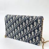 CHRISTIAN DIOR OBLIQUE CANVAS SADDLE POUCH ON CHAIN