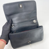 CHANEL QUILTED BLK CALFSKN LEA & RUTHENIUM HW MINI SEASONAL FLAP CROSSBODY