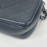 CHANEL QUILTED BLK CALFSKN LEA & RUTHENIUM HW MINI SEASONAL FLAP CROSSBODY