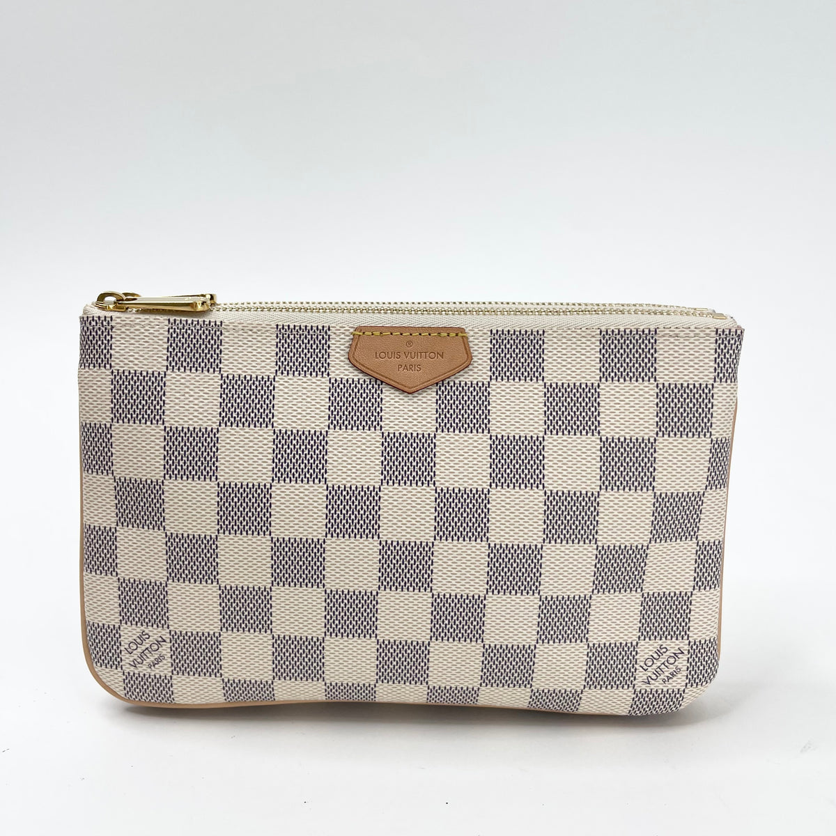 LOUIS VUITTON DOUBLE ZIP POCHETTE IN DAMIER AZUR & GHW – BLuxe