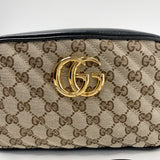 GUCCI MARMONT SUPREME CANVAS & BLK LEA CAMERA CROSSBODY