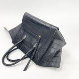 CELINE MEDIUM PHANTOM LUGGAGE IN BLK STAMPED CROC CALFSKIN TOTE