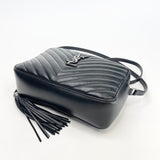 SAINT LAURENT LOU CAMERA CROSSBODY IN BLK LEA & SHW