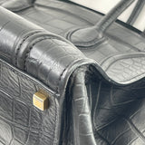 CELINE MEDIUM PHANTOM LUGGAGE IN BLK STAMPED CROC CALFSKIN TOTE