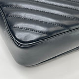 SAINT LAURENT LOU CAMERA IN BLK CHEVRON LEA & AGED SHW