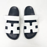 HERMES CHYPRE SANDAL IN WHT LEA sz 38.5
