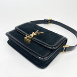 SAINT LAURENT SOLFERINO BAG IN BLK SUEDE LEA & GHW