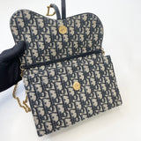 CHRISTIAN DIOR OBLIQUE CANVAS SADDLE POUCH ON CHAIN