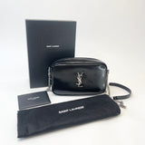 SAINT LAURENT MINI LOU CAMERA CROSSBODY IN BLK SMOOTH LEA & SHW
