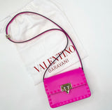 VALENTINO ROCKSTUD23 HOT PINK SMALL LEATHER CROSSBODY/ SHOULDER BAG