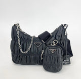 PRADA RE EDITION 2005 BLK NAPPA GAUFRE LEATHER CROSSBODY * Hard to get in this leather *