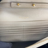 SAINT LAURENT CASSANDRE CHAIN WALLET/ CROSSBODY IN BEIGE GRAIN DE POUDRE LEA & GHW