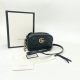 GUCCI MARMONT CAMERA BLK LEA MINI CROSSBODY