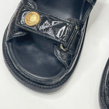 CHANEL SANDAL IN SHINY BLK LEA & GHW SZ 37
