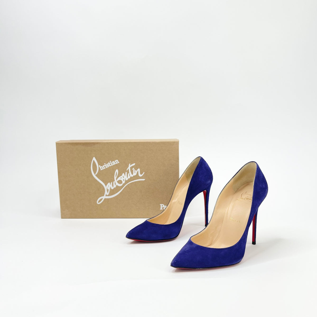 Louboutin Pigalle Blue Suede Louboutin Heels CHRISTIAN LOUBOUTIN PIGALLE FOLLIES PUMPS IN INDIGO SUEDE Sz