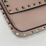 VALENTINO ROCKSTUD POUDRE PEBBLED LEATHER TOP HANDLE MINI CROSSBODY