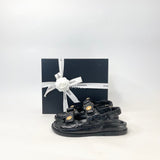 CHANEL SANDAL IN SHINY BLK LEA & GHW SZ 37