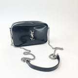 SAINT LAURENT MINI LOU CAMERA CROSSBODY IN BLK SMOOTH LEA & SHW
