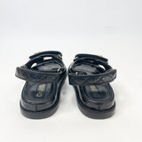 CHANEL SANDAL IN SHINY BLK LEA & GHW SZ 37