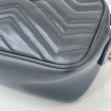 GUCCI MARMONT CAMERA BLK LEA MINI CROSSBODY