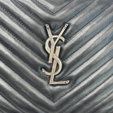 SAINT LAURENT LOU CAMERA CROSSBODY IN BLK LEA & SHW