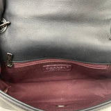 CHANEL QUILTED BLK CALFSKN LEA & RUTHENIUM HW MINI SEASONAL FLAP CROSSBODY