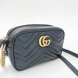 GUCCI MARMONT CAMERA BLK LEA MINI CROSSBODY