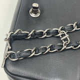 CHANEL QUILTED BLK CALFSKN LEA & RUTHENIUM HW MINI SEASONAL FLAP CROSSBODY