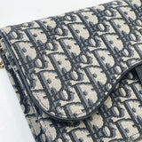 CHRISTIAN DIOR OBLIQUE CANVAS SADDLE POUCH ON CHAIN