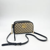 GUCCI MARMONT SUPREME CANVAS & BLK LEA CAMERA CROSSBODY