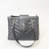 SAINT LAURENT LOULOU SHOPPER TWO WAY GREY LEA & SHW TOTE