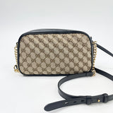 GUCCI MARMONT SUPREME CANVAS & BLK LEA CAMERA CROSSBODY