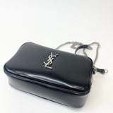 SAINT LAURENT MINI LOU CAMERA CROSSBODY IN BLK SMOOTH LEA & SHW