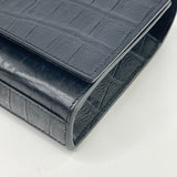 SAINT LAURENT YSL BLK CROC EMBOSSED LEATHER KATE TASSEL CHAIN CROSSBODY