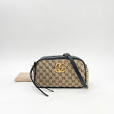 GUCCI MARMONT SUPREME CANVAS & BLK LEA CAMERA CROSSBODY