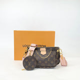LOUIS VUITTON MONOGRAM MULTI POCHETTE ACCESSORIES W PINK STRAP