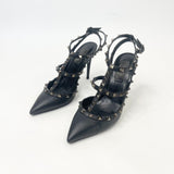 VALENTINO ROCKSTUD NOIR/BLK MATTE LEA PUMPS SZ 38.5